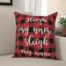 The Holiday Aisle® Roxie Sleigh My Name in Buffalo Check Plaid Throw Pillow Polyester/Polyfill | 18 H x 18 W in | Wayfair