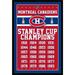 Montreal Canadiens Stanley Cup Champions 24.25'' x 35.75'' Framed Poster