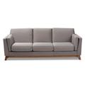 Baxton Studio Sava Mid-Century Modern Grey Fabric Upholstered Walnut Wood 3-Seater Sofa - 95-BBT8037-Grey-SF