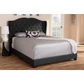 Baxton Studio Aden Modern and Contemporary Charcoal Grey Fabric Upholstered Queen Size Bed - 95-Aden-Charcoal Grey-Queen