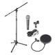 Complete Band Singing Recording Artist Microphone, Stand, Clip & Pop Shield Set