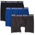 Hugo Boss Men's 3-Pack Cotton Boxer Brief, True Blue/Sky Captain/Forged Iron, Large