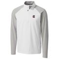 Men's Cutter & Buck White South Carolina Gamecocks Response Hybrid Overknit Quarter-Zip Pullover Jacket