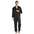 LilySilk 100 Pure Silk Pyjamas for Men Set Long Sleepwear Pyjama Set 16 Momme Mulberry Silk Black Size XL/42