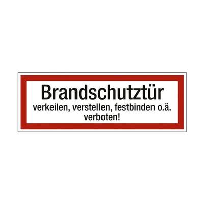 Marahrens Sicherheitskennzeichen »Textschild: Brandschutztür verkeilen, feststellen, festb rot, 29.7x10.5 cm