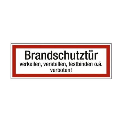 Sicherheitskennzeichen »Textschild: Brandschutztür verkeilen, feststellen, festb rot, OTTO Office, 29.7x10.5 cm