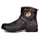 OSSTONE Motorcycle Boots for Men Cowboy Hiking Fashion Zipper Leather Chukka Ankle Boots Casual Shoes OZ-5008-1-N-S-Brown-8.5