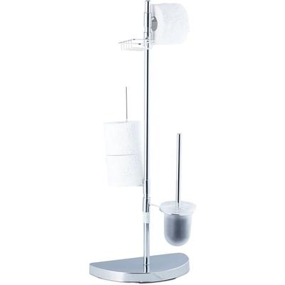 WC-Garnitur universal, Rollenhalter, WC-Bürste mit Behälter, Ablage, 360° drehbare Elemente, 86 cm