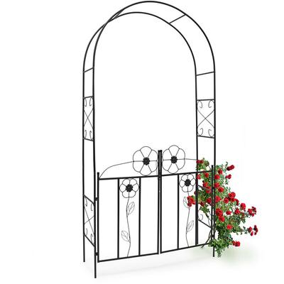 Rosenbogen mit Tor, HxBxT:228x116x36,5cm, Eisen, Verzierung, Rankhilfe für Rosen & Kletterpflanzen, Image