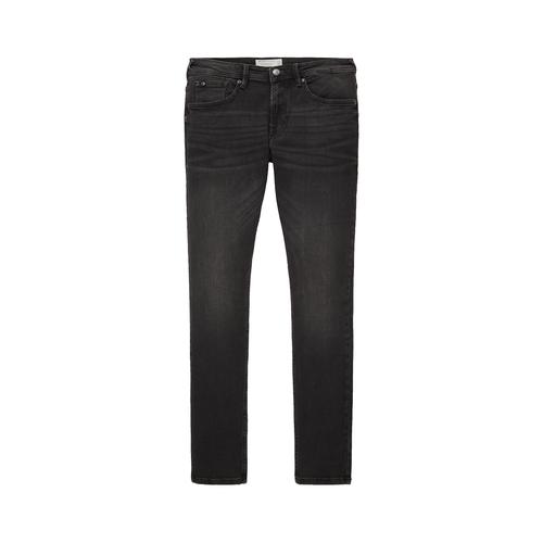 TOM TAILOR DENIM Herren Culver Skinny Jeans, schwarz, Logo Print, Gr. 33/34