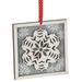 The Holiday Aisle® 5" Silver & White Glittered Snowflake Framed Christmas Ornament Wood in Brown/Gray/Yellow | 5 H x 5 W x 0.25 D in | Wayfair