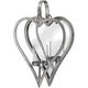 Hill 1975 Small Antique Silver Mirrored Heart Candle Holder, Metal, Glass, Mixed, 7.5 x 23.5 x 34 cm