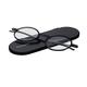 ThinOptics Manhattan Reading Glasses 1.50 Round Black Frames With Milano Magnetic Case - Thin Lightweight Compact Readers 1.50 Strength