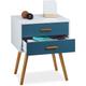 Commode rétro style design nordique scandinave 2 tiroirs armoire blanc turquoise HxlxP: 58 x 41 x