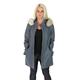 A1 FASHION GOODS Ladies Duffle Real Leather Coat Hooded Fitted 3/4 Length Parka Jacket Black Brown Sky Blue - Nina (Sky Blue, 20)