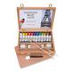 Sennelier Rive Gauche Oil Wooden Box Set, Includes 12-40ml Tubes of Oil Color, 100ml Thinner, 100ml Liquid Medium, Round Brush #4, Flat Brush #6 (10-130327-00)