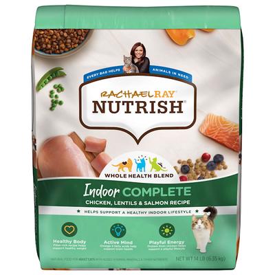 Rachael Ray Nutrish Indoor Complete Natural Chicken with Lentils & Salmon Recipe Dry Cat Food, 14 lbs.