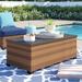 Lark Manor™ Ambroselli Coffee Table Metal/Wicker/Rattan in Black/Brown | 18 H x 48 W x 24 D in | Outdoor Furniture | Wayfair