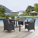 Sol 72 Outdoor™ Brentwood 5 Piece Dining Set w/ Cushions Glass in Brown | 29.5 H x 47 W x 47 D in | Wayfair DDFC5CE093D742479F21EDC3C4903925