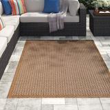 Brown/White 104 x 0.08 in Area Rug - Bay Isle Home™ Macri Patchwork Machine Made Power Loom Indoor/Outdoor Area Rug in Natural Light Tan/Brown | Wayfair