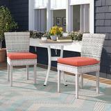 Beachcrest Home™ Bannister Patio Dining Side Chair w/ Cushion Metal in Black/White | 35.5 H x 19 W x 18 D in | Wayfair ROHE6762 43172873