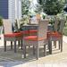 Sol 72 Outdoor™ Rockport Patio Dining Side Chair w/ Cushion Wicker/Rattan in Gray | 35.5 H x 19 W x 18 D in | Wayfair TKC290b-ADC-3x-C-TANGERINE