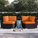 Sol 72 Outdoor™ Convene Wicker Rattan Outdoor Patio Sectional Sofa Corner Seat Wicker/Rattan in Black/Brown | 33.5 H x 35.5 W x 35.5 D in | Wayfair