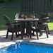 Dovecove Lynn Round 4 - Person 48" Long Outdoor Dining Set Plastic in Black | 30 H x 48 W x 48 D in | Wayfair 3AE9668EA02F4D4C963DD9C995423C15