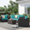 Lark Manor™ Anishia 5 Piece Rattan Sofa Seating Group w/ Cushions Synthetic Wicker/All - Weather Wicker/Wicker/Rattan | Outdoor Furniture | Wayfair