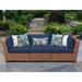 Lark Manor™ Ambroselli Patio Sofa w/ Cushions All - Weather Wicker in Blue | 29 H x 98 W x 35 D in | Wayfair DE907B3289D042F0BC671E5E078DEF30