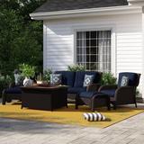 Wildon Home® Gosdon 6 Piece Rattan Sofa Seating Group w/ Cushions Wood in Blue | Outdoor Furniture | Wayfair BRAY2667 37856061
