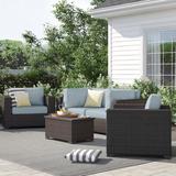 Lark Manor™ Anishia 5 Piece Rattan Sofa Seating Group w/ Cushions Synthetic Wicker/All - Weather Wicker/Wicker/Rattan | Outdoor Furniture | Wayfair