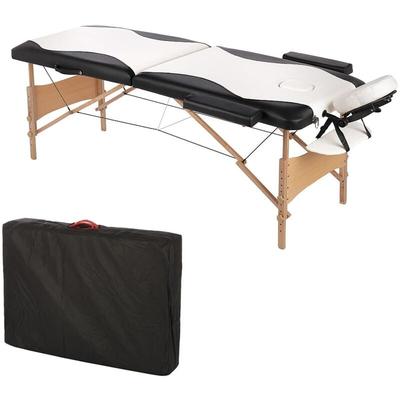 Mucola - 2 zonen mobile massageliege inkl.tasche kosmetikliege klappbar weiss/schwarz neu Image