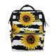 WowPrint Diaper Tote Bag Sunflower Flower Stripe Nappy Bag Large Capacity Organiser Multifunction Travel Backpack for Baby Care