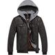 Wantdo Men's Classic Outdoor Jacket Faux Leather Jacket Hooded Windbreaker Coat Warm Long Sleeve Jacket Deep Coffee M