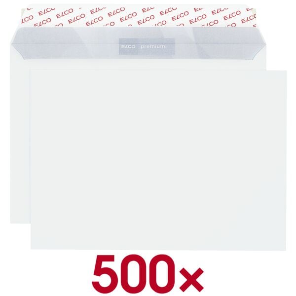 ELCO Briefumschläge C5 ohne Fenster mit Haftklebung - 500 Stück weiß, 22.9x16.2 cm