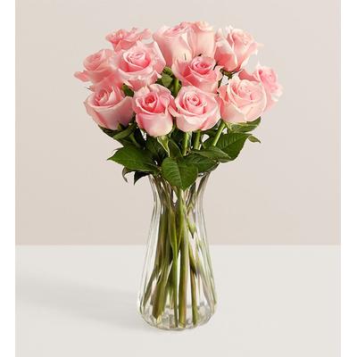 1-800-Flowers Flower Delivery Pink Petal Roses 12 Stems W/ Clear Vase | Happiness Delivered To Their Door