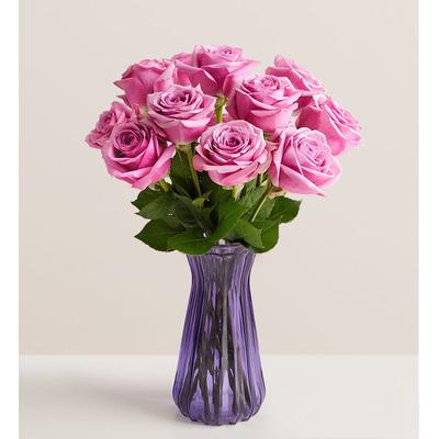 1-800-Flowers Flower Delivery Passion For Purple Roses 12 Stems W/ Purple Vase | Same Day Delivery Available