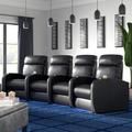 Latitude Run® Home Theater Row Seating (Row of 4) Genuine Leather in Black | 44 H x 138.5 W x 45 D in | Wayfair 18E72FB698DF4B91A451F644D50E12A7