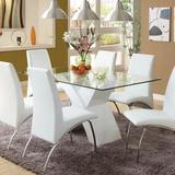 Wade Logan® Aniruddh 35.5" Pedestal Dining Table Wood/Glass in White | 30.25 H x 59 W x 35.5 D in | Wayfair 42B32732A09E48678DF4DCDFDE6F4BE4
