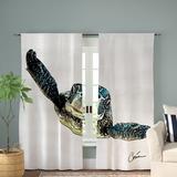 Rosecliff Heights Hatteras Corina Bakke's Window Panels Sea Turtle I Room Darkening Outdoor Curtain Panels Synthetic in Blue/Green/Red | Wayfair