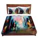 East Urban Home Faces Of The City Duvet Cover Set Microfiber in Black/Blue/Pink | 1 King Duvet Cover + 2 King Shams | Wayfair