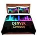 East Urban Home City V Denver Colorado Duvet Cover Set Microfiber in Black/Blue/Pink | 1 Queen Duvet Cover + 2 Standard Shams | Wayfair