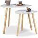 Relaxdays - Table d'appoint ronde lot de 2 en bois blanc table gigogne nordique scandinave, blanc