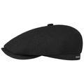 Stetson Brooklin Wool Cashmere Flat Cap for Men - Made in The EU - Cap with Cotton Lining - Solid-Color Peaked Cap - Flat Cap with New Wool and Cashmere - Fall/Winter Black 59 cm