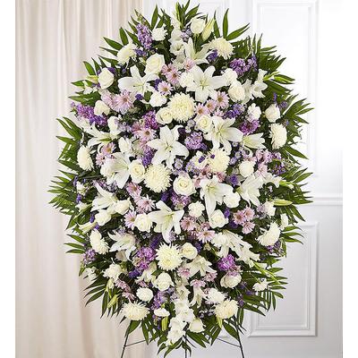 1-800-Flowers Flower Delivery Lavender & White Funeral Standing Spray Xl | Happiness Delivered To Their Door