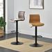 Williston Forge Petrillo Swivel Adjustable Height Stool Upholstered/Leather/Metal/Faux leather in Brown | 17.5 W x 19 D in | Wayfair