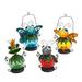 August Grove® Hargett 4 Piece Solar Hanging Critter Garden Art Set Glass/Metal in Blue/Red/Yellow | 13 H x 9.5 W x 6.75 D in | Wayfair