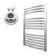 SOL-AIRE Standard Curved 300W Thermostatic Electric Heated Towel Rail With Timer - The Bray, Chrome, 800 x 500