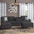 Gray Sectional - Charlton Home® Sciortino 97.2" Wide Linen Corner Sectional w/ Ottoman Linen | 32 H x 97.2 W x 69.3 D in | Wayfair